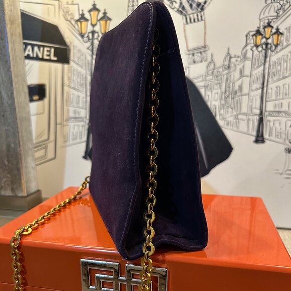 Iconic Vintage Suede Salvatore Ferragamo Princess Diana Clutch Bag Gancini Clasp - Picture 6 of 16